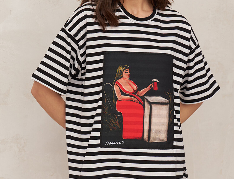 Тельняшка-футболка «Женщина с пивом»